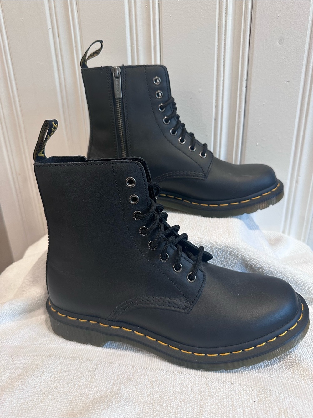 Dr. Martens 1460 Black Leather Lace-Up Boots with Zipper